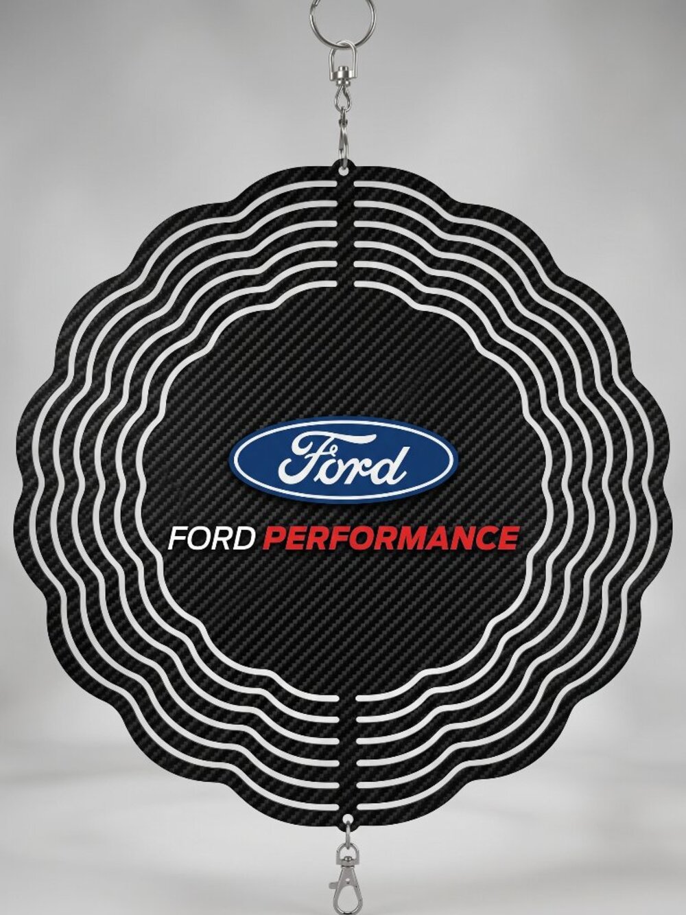 10" Ford Performance Logo Kinetic Wind Spinner - Metal Hanging Yard Decor